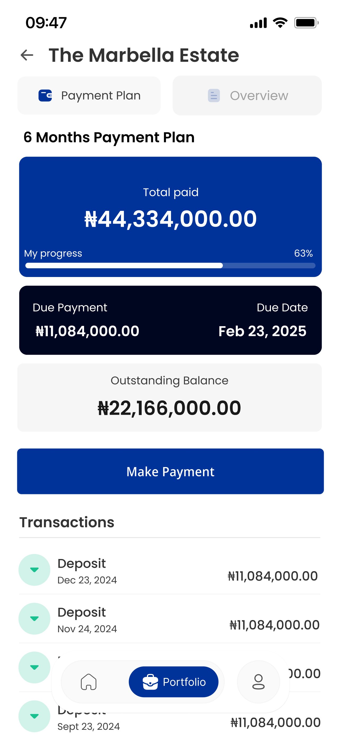 Landmark Realty investment dashboard